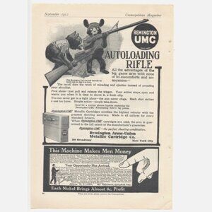 Remington UMC Auto-Loading Rifle 1912 Cosmopolitan Ad + 4711 Cologne